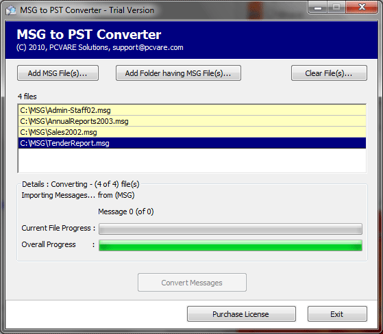 Convert MSG Outlook into PST 4.05