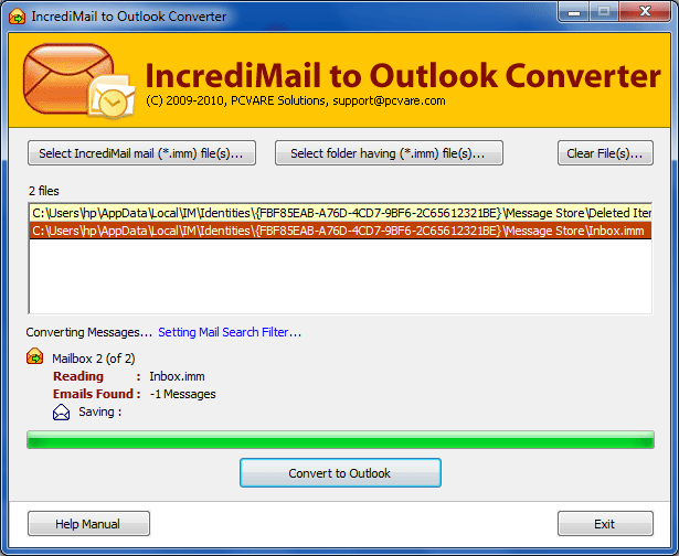 Convert IncrediMail IMM to PST screenshot